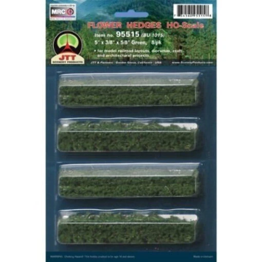 JTT Scenery 95515 FLOWER HEDGES 5" X 3/8" X 5/8" HO-scale, Green, 8/pk -Vallejo Sales Store jtt95515 jtt scenery 95515 flower hedges 5 x 3 8 x 5 8 ho scale green 8 pk 677690439 31923.1609770926